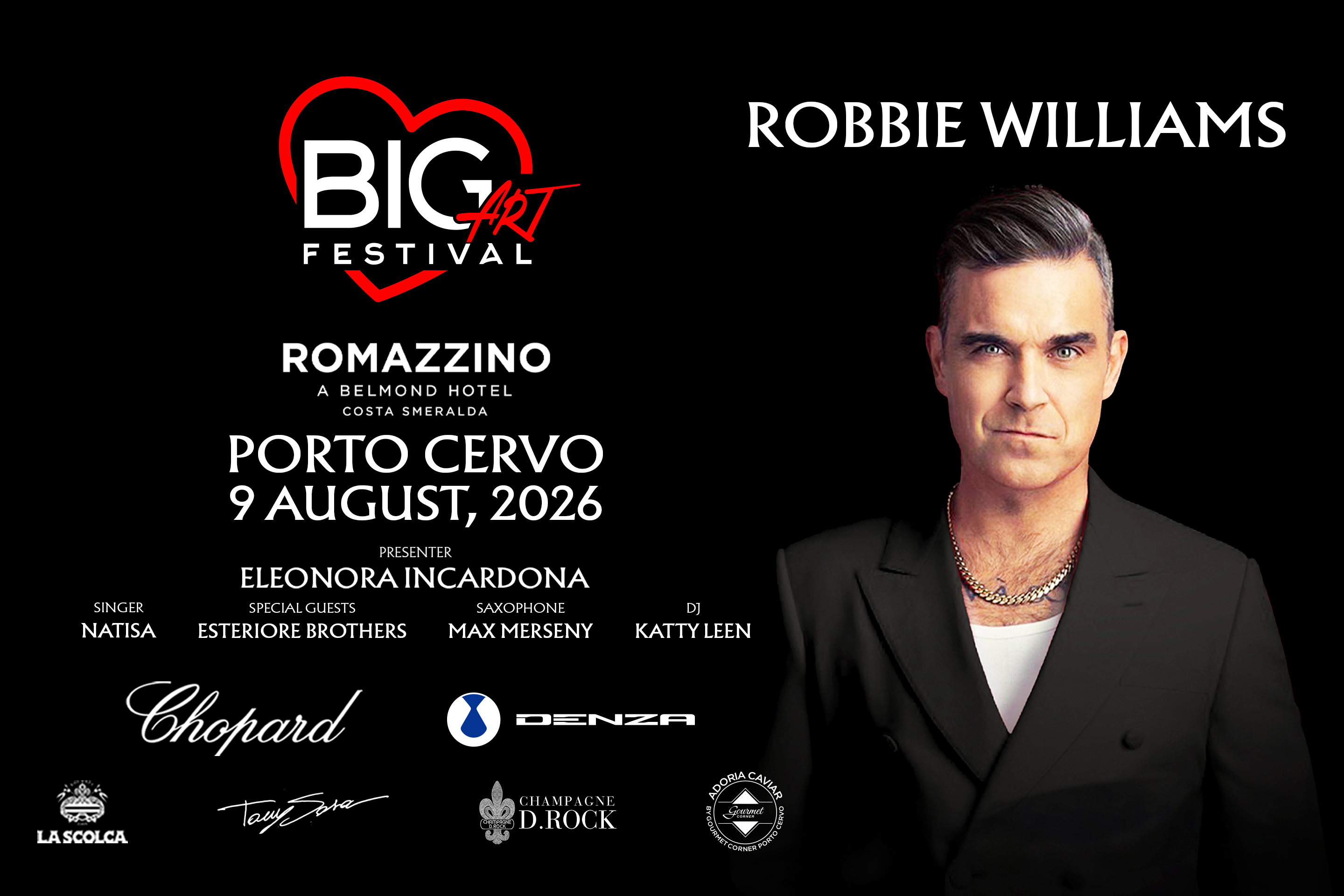 BIG ART Festival — Robbie Williams in Porto Cervo, 9 August 2026